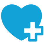Healthcare Icon, Blue heart and plus 