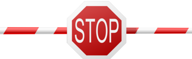 Red stop sign on a white and red striped bar